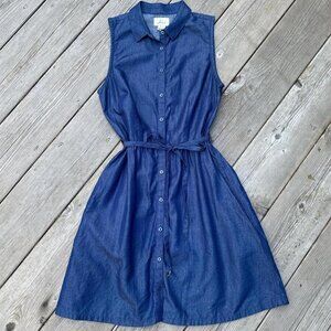 Levi's Mini Dress Womens XS Blue Button Front Tie Sleeveless